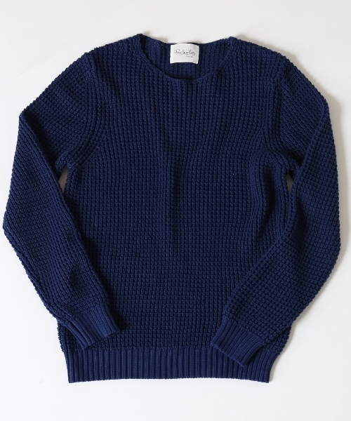 EDIFICE（エディフィス）の「◇5ゲージタッククルーネックニット（ニット/セーター・メンズ・ブルー/ホワイト系その他/キャメル・48/44/46）」の13枚目の写真