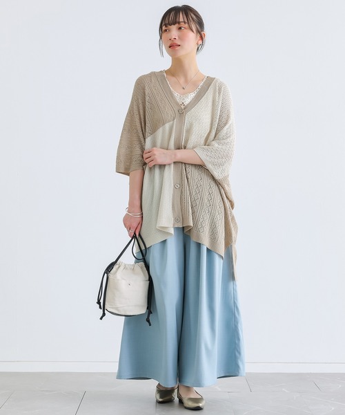 n'OrLABEL(ノアールレーベル)の「配色透かし編みカーディガン(カーディガン/ボレロ・レディース・ライトベージュ/ネイビー/イエロー・FREE)」の16枚目の写真