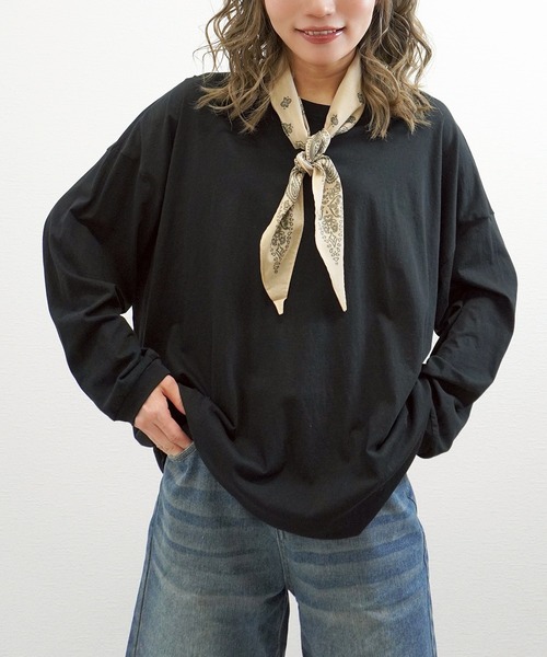 gossara(ゴサラ)の「【程よいオーバーサイズ】リラックススタイルBIGロンT(Tシャツ/カットソー・レディース・ブラック/ホワイト/ベージュ・FREE)」の2枚目の写真