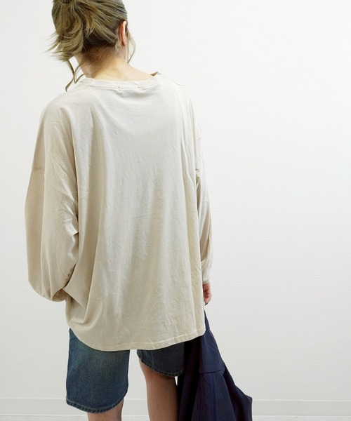 gossara(ゴサラ)の「【程よいオーバーサイズ】リラックススタイルBIGロンT(Tシャツ/カットソー・レディース・ブラック/ホワイト/ベージュ・FREE)」の8枚目の写真
