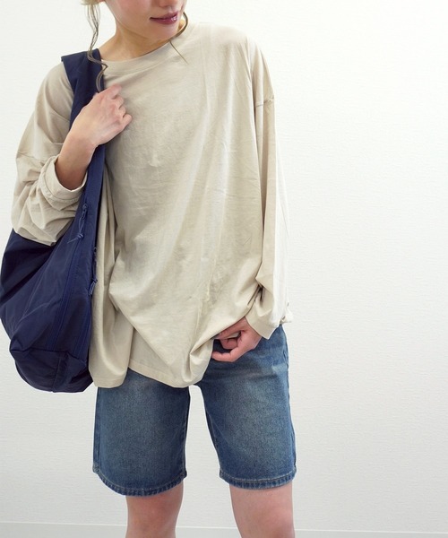 gossara(ゴサラ)の「【程よいオーバーサイズ】リラックススタイルBIGロンT(Tシャツ/カットソー・レディース・ブラック/ホワイト/ベージュ・FREE)」の6枚目の写真
