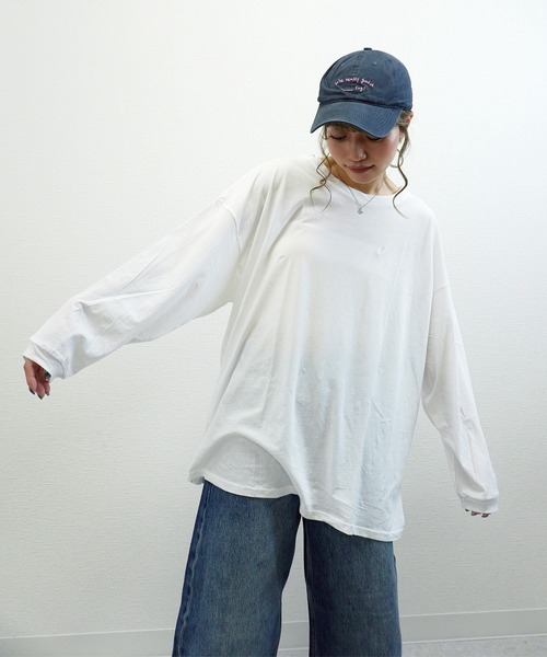 gossara(ゴサラ)の「【程よいオーバーサイズ】リラックススタイルBIGロンT(Tシャツ/カットソー・レディース・ブラック/ホワイト/ベージュ・FREE)」の15枚目の写真