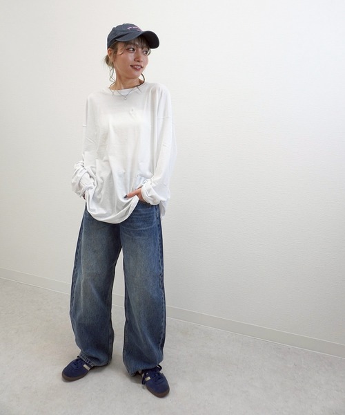 gossara(ゴサラ)の「【程よいオーバーサイズ】リラックススタイルBIGロンT(Tシャツ/カットソー・レディース・ブラック/ホワイト/ベージュ・FREE)」の16枚目の写真