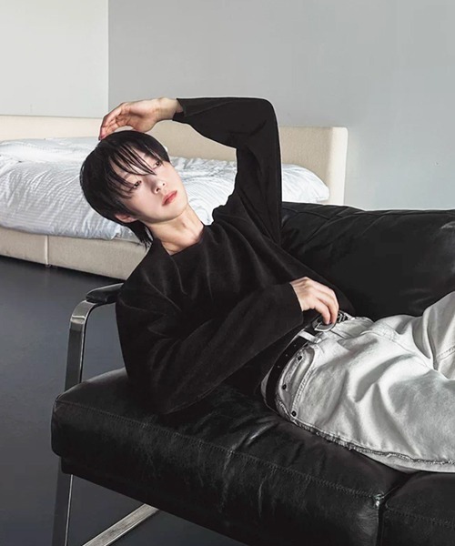 NOWLE(ノウル)の「【NOWLE】Vネック リブテクスチャー ロングスリーブ Tシャツ カットソー(Tシャツ/カットソー・メンズ・ブラウン/ブラック・X-LARGE/LARGE/MEDIUM)」の8枚目の写真