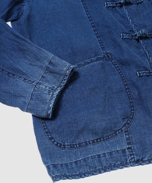 INDIGO LINEN CHINESE JACKET（その他アウター）｜PORTER CLASSIC