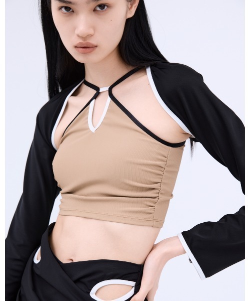 THINGS THAT MATTER(シングス ザット マター)の「BOLERO & CAMI SWIM SET / ボレロ & キャミ スイム セット(水着・レディース・ブラック/ボルドー/ベージュ・2/1)」の4枚目の写真