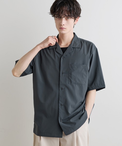 ASTRONOMY(アストロノミー)の「Buyer's Select/ポリエステル半袖オーバーシャツ(シャツ/ブラウス・メンズ・ブラック/ブルー/チャコール/ホワイト・L/M/XL)」の3枚目の写真
