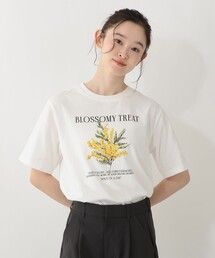 フラワープリントTシャツ/ミモザ