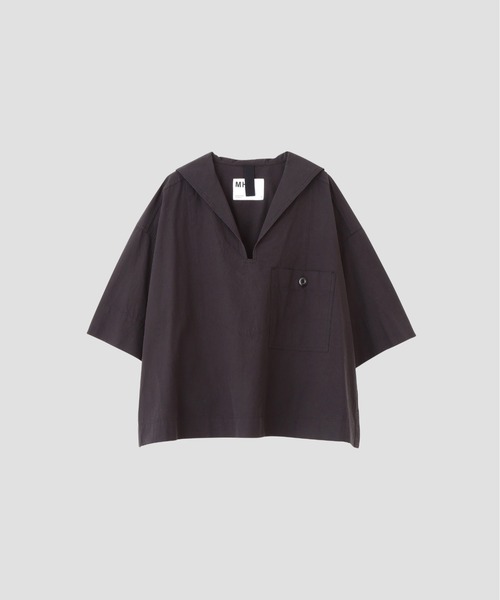 MHL.（エムエイチエル）の「SANDED COTTON LINEN（シャツ/ブラウス・レディース・スモークグレー/ブラック・2/1）」の4枚目の写真