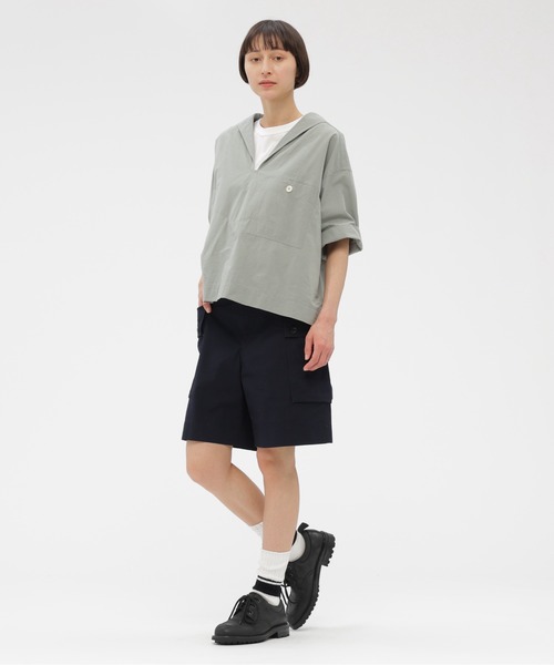 MHL.（エムエイチエル）の「SANDED COTTON LINEN（シャツ/ブラウス・レディース・スモークグレー/ブラック・2/1）」の8枚目の写真
