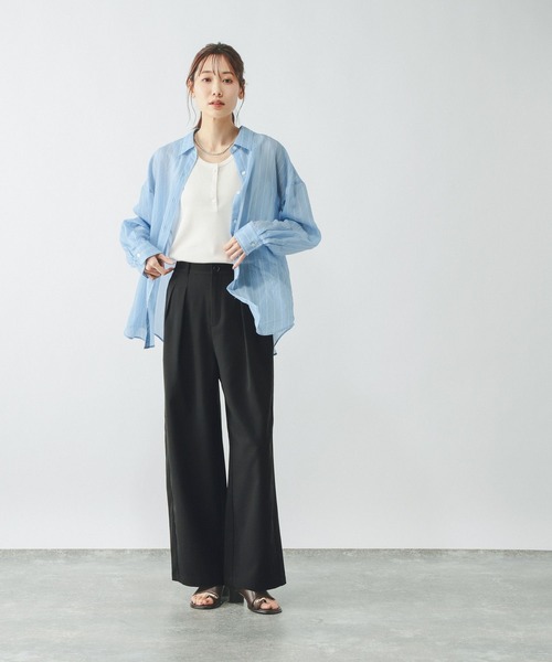 GLOBAL WORK（グローバルワーク）の「ノンストレスリッチワイドパンツ/632962（その他パンツ・レディース・モカ/ベージュ/グレー系/ブラウン系/ブラック・X-SMALL/LARGE/MEDIUM/SMALL）」の6枚目の写真