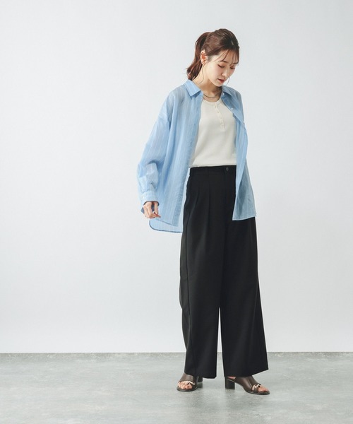 GLOBAL WORK（グローバルワーク）の「ノンストレスリッチワイドパンツ/632962（その他パンツ・レディース・モカ/ベージュ/グレー系/ブラウン系/ブラック・X-SMALL/LARGE/MEDIUM/SMALL）」の7枚目の写真