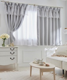 COCOPLATZ interior（ココプラッツインテリア）の「１級遮光カーテン（遮熱・形態安定）|幅100×長さ90cm×2枚｜フリルチュールレース重ね【フルーエ/大人可愛い】（インテリア雑貨）」
