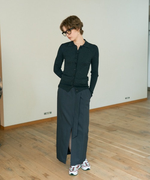 DESIGNWORKS(デザインワークス)の「ウールリブポロカーディガン(カーディガン/ボレロ・レディース・ピンク・38)」の9枚目の写真