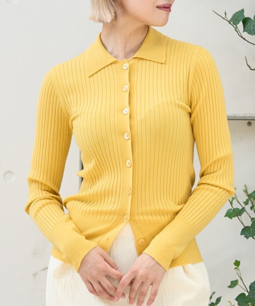 DESIGNWORKS(デザインワークス)の「ウールリブポロカーディガン(カーディガン/ボレロ・レディース・ピンク・38)」の15枚目の写真