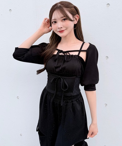 セットアップ対応】スエットベアキャミボレロセット（Tシャツ