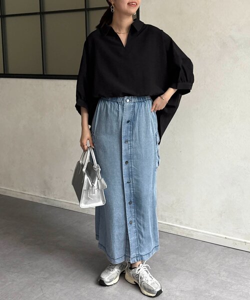 Chez toi(シェトワ)の「リネンライクBACKタックブラウス(シャツ/ブラウス・レディース・ブラック/オフホワイト/ブラウン・FREE)」の21枚目の写真