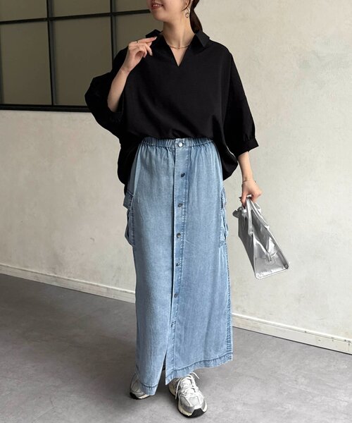 Chez toi(シェトワ)の「リネンライクBACKタックブラウス(シャツ/ブラウス・レディース・ブラック/オフホワイト/ブラウン・FREE)」の22枚目の写真