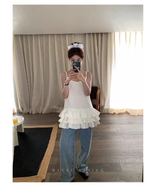 Ritzy(リッツィー)の「ティアードフリルキャミソール(Tシャツ/カットソー・レディース・ホワイト・S/M/L)」の2枚目の写真