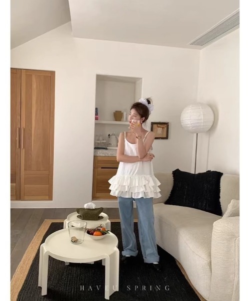 Ritzy(リッツィー)の「ティアードフリルキャミソール(Tシャツ/カットソー・レディース・ホワイト・S/M/L)」の7枚目の写真