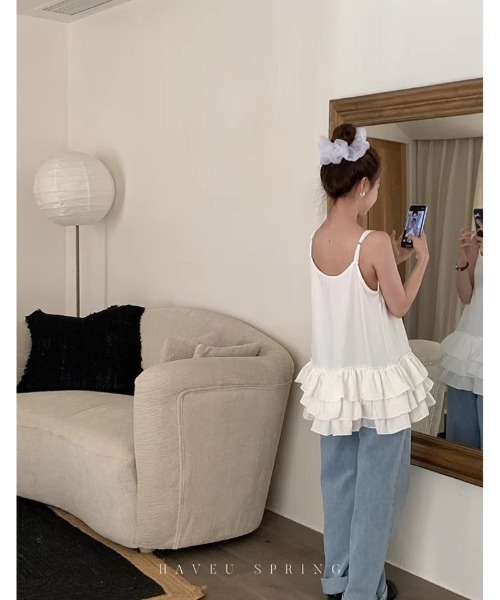 Ritzy(リッツィー)の「ティアードフリルキャミソール(Tシャツ/カットソー・レディース・ホワイト・S/M/L)」の8枚目の写真