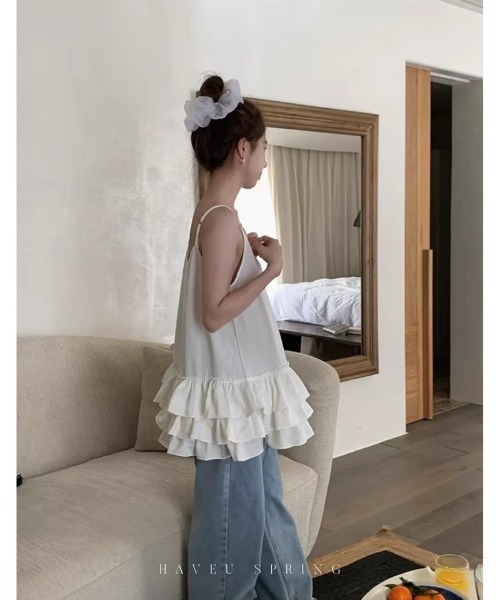 Ritzy(リッツィー)の「ティアードフリルキャミソール(Tシャツ/カットソー・レディース・ホワイト・S/M/L)」の9枚目の写真