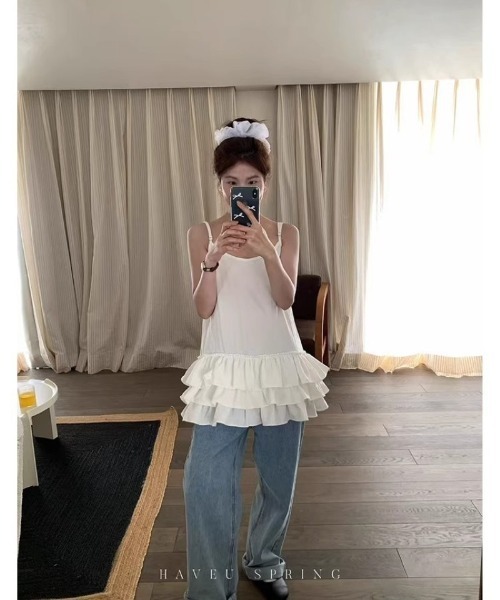 Ritzy(リッツィー)の「ティアードフリルキャミソール(Tシャツ/カットソー・レディース・ホワイト・S/M/L)」の11枚目の写真