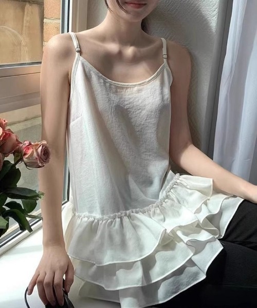 Ritzy(リッツィー)の「ティアードフリルキャミソール(Tシャツ/カットソー・レディース・ホワイト・S/M/L)」の14枚目の写真