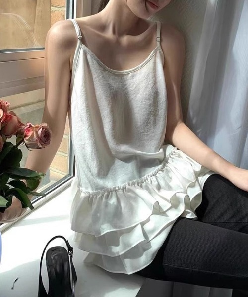 Ritzy(リッツィー)の「ティアードフリルキャミソール(Tシャツ/カットソー・レディース・ホワイト・S/M/L)」の15枚目の写真
