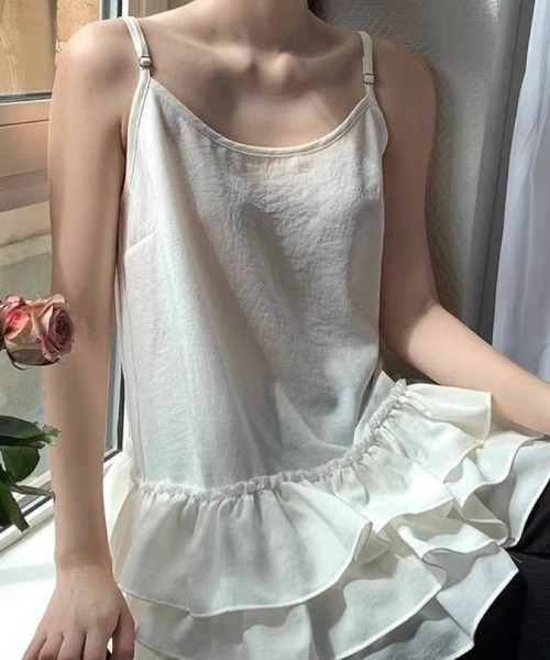 Ritzy(リッツィー)の「ティアードフリルキャミソール(Tシャツ/カットソー・レディース・ホワイト・S/M/L)」の18枚目の写真