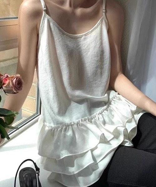 Ritzy(リッツィー)の「ティアードフリルキャミソール(Tシャツ/カットソー・レディース・ホワイト・S/M/L)」の19枚目の写真