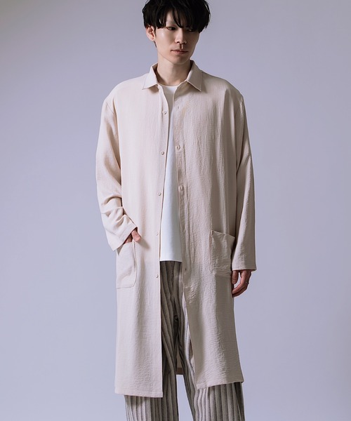 Crownor(クラウノアー)の「ロング丈 ルーズ シャツ(シャツ/ブラウス・メンズ・ブルーグレー/ベージュ/チャコール・LARGE/MEDIUM/SMALL)」の3枚目の写真