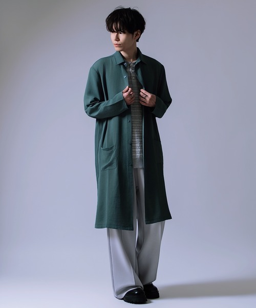 Crownor(クラウノアー)の「ロング丈 ルーズ シャツ(シャツ/ブラウス・メンズ・ブルーグレー/ベージュ/チャコール・LARGE/MEDIUM/SMALL)」の4枚目の写真