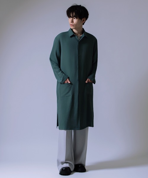 Crownor(クラウノアー)の「ロング丈 ルーズ シャツ(シャツ/ブラウス・メンズ・ブルーグレー/ベージュ/チャコール・LARGE/MEDIUM/SMALL)」の9枚目の写真