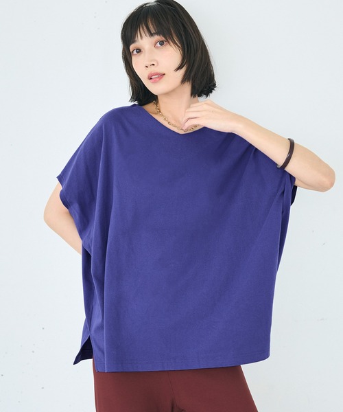 coca(coca)(コカ)の「COTTON from the U.S. ドルマンVネックTシャツ(Tシャツ/カットソー・レディース・ブルー/ブラック/アイボリー・L/M/S)」の2枚目の写真