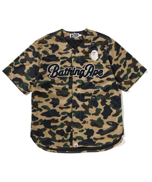 A BATHING APE(アベイシングエイプ)の「1ST CAMO BASEBALL SHIRT(シャツ/ブラウス・メンズ・グリーン/イエロー・SMALL/MEDIUM/X-LARGE/LARGE/XX-LARGE)」の1枚目の写真