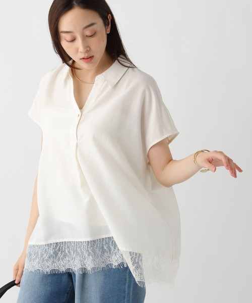 Elura(エルーラ)の「レースコンビスキッパープルオーバー/864798(シャツ/ブラウス・レディース・オフホワイト/ブラック/チャコールグレー・FREE)」の1枚目の写真