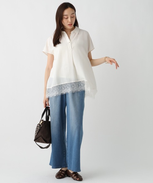 Elura(エルーラ)の「レースコンビスキッパープルオーバー/864798(シャツ/ブラウス・レディース・オフホワイト/ブラック/チャコールグレー・FREE)」の5枚目の写真
