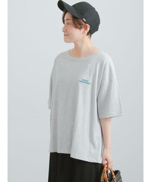 Te chichi(テチチ)の「胸刺繍&バックプリントBIGTシャツ(Tシャツ/カットソー・レディース・オフホワイト/ブラウン/グレー/チャコールグレー・F)」の14枚目の写真