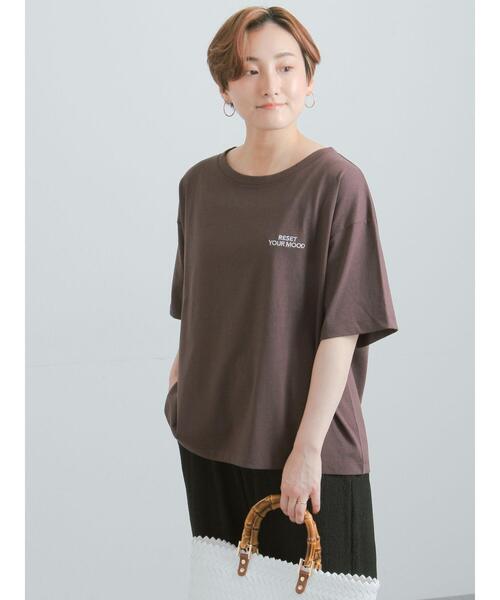 Te chichi(テチチ)の「胸刺繍&バックプリントBIGTシャツ(Tシャツ/カットソー・レディース・オフホワイト/ブラウン/グレー/チャコールグレー・F)」の19枚目の写真