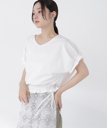 NATURAL BEAUTY BASIC | 裾シャーリング半袖カットソー(Tシャツ/カットソー)
