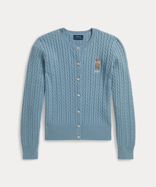POLO RALPH LAUREN CHILDRENSWEAR(ポロ ラルフ ローレン チルドレンズウェア)の「Polo ベア ミニケーブル コットン カーディガン(カーディガン/ボレロ・キッズ・ブルー系5・L/M/S/XL)」の1枚目の写真