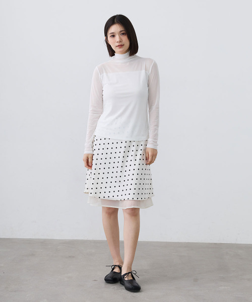Mirette(ミレット)の「シアードットレイヤードミディスカート / Sheer Dot Layered Midi Skirt(スカート・レディース・ホワイト/ブラック・MEDIUM/SMALL/LARGE)」の6枚目の写真
