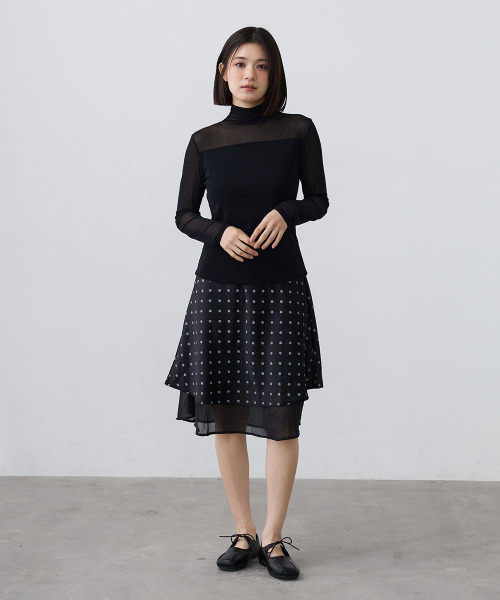 Mirette(ミレット)の「シアードットレイヤードミディスカート / Sheer Dot Layered Midi Skirt(スカート・レディース・ホワイト/ブラック・MEDIUM/SMALL/LARGE)」の10枚目の写真