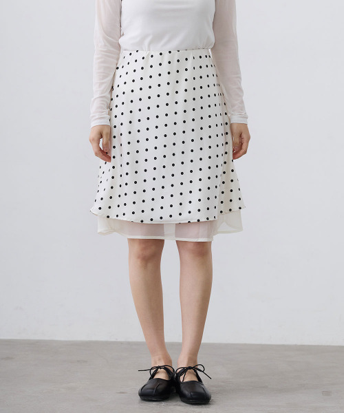 Mirette(ミレット)の「シアードットレイヤードミディスカート / Sheer Dot Layered Midi Skirt(スカート・レディース・ホワイト/ブラック・MEDIUM/SMALL/LARGE)」の11枚目の写真