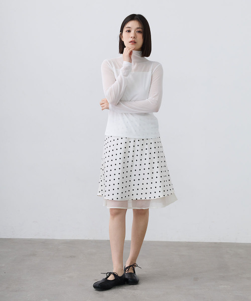Mirette(ミレット)の「シアードットレイヤードミディスカート / Sheer Dot Layered Midi Skirt(スカート・レディース・ホワイト/ブラック・MEDIUM/SMALL/LARGE)」の13枚目の写真