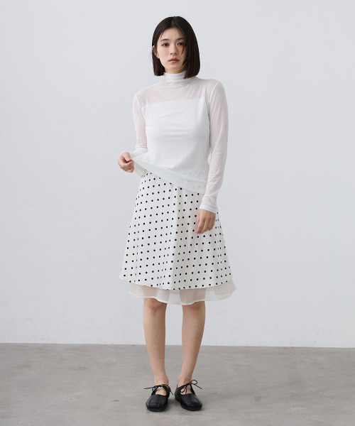 Mirette(ミレット)の「シアードットレイヤードミディスカート / Sheer Dot Layered Midi Skirt(スカート・レディース・ホワイト/ブラック・MEDIUM/SMALL/LARGE)」の14枚目の写真