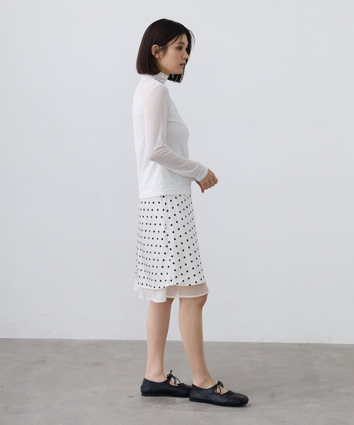 Mirette(ミレット)の「シアードットレイヤードミディスカート / Sheer Dot Layered Midi Skirt(スカート・レディース・ホワイト/ブラック・MEDIUM/SMALL/LARGE)」の15枚目の写真