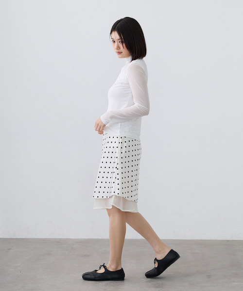 Mirette(ミレット)の「シアードットレイヤードミディスカート / Sheer Dot Layered Midi Skirt(スカート・レディース・ホワイト/ブラック・MEDIUM/SMALL/LARGE)」の16枚目の写真