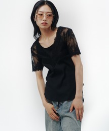 THINGS THAT MATTER | SWITCHING LACE RIB TOPS / スイッチング レース リブ トップス(Tシャツ/カットソー)